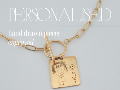 Personalised Hand Drawn Engraved Toggle Necklace
