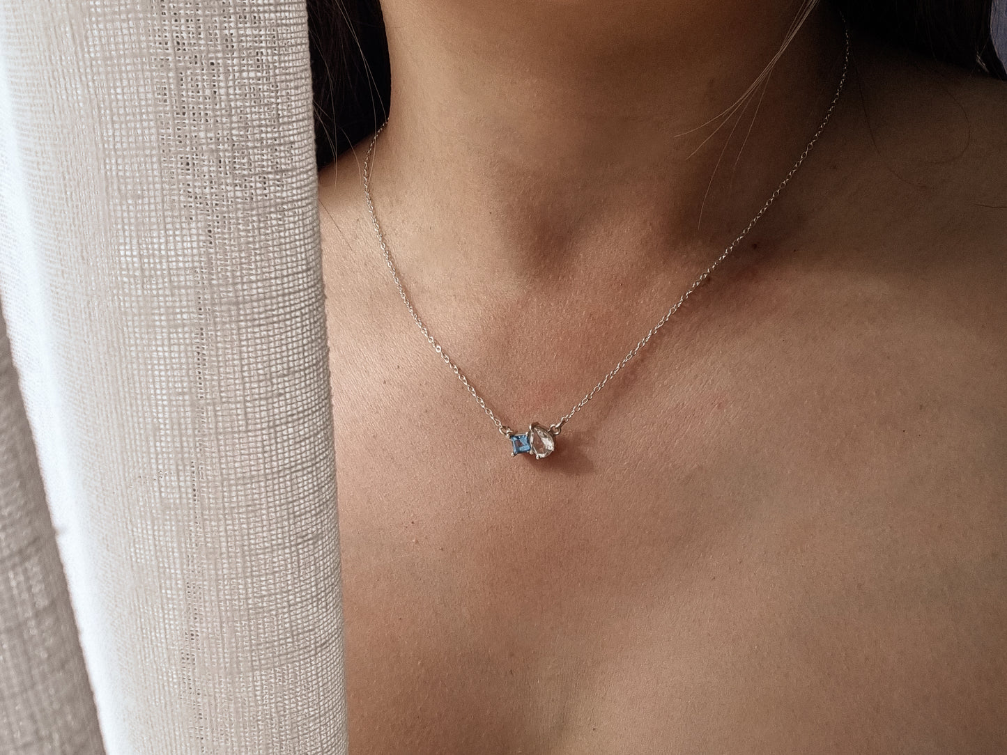 TOI ET MOI Necklace - Swiss Alps - Swiss Blue and White Topaz