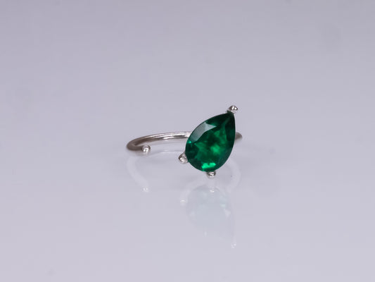 OPEN HUGGIE Emerald Pear Earring