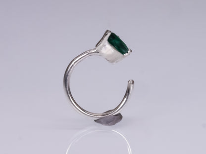 OPEN HUGGIE Emerald Pear Earring