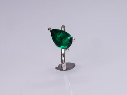 OPEN HUGGIE Emerald Pear Earring