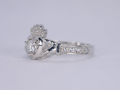 CLADDAGH Ring - Moissanite & White Sapphires