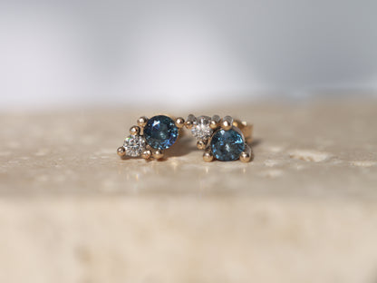 PEGASUS Sapphire and Moissanite Stud Earrings
