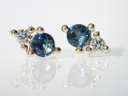 PEGASUS Sapphire and Moissanite Stud Earrings