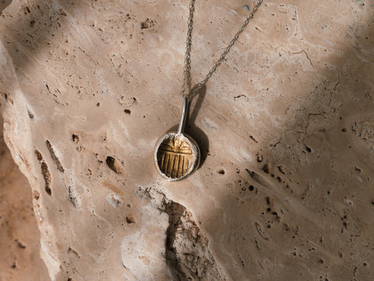 SCARAB BEETLE Talisman Necklace - Hint of 24k Gold