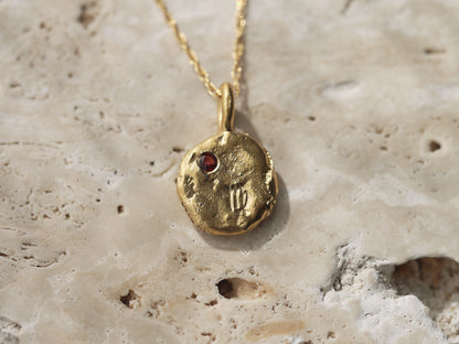 ZODIAC RELIC Pendant Necklace with Birthstone - 22k Gold Vermeil