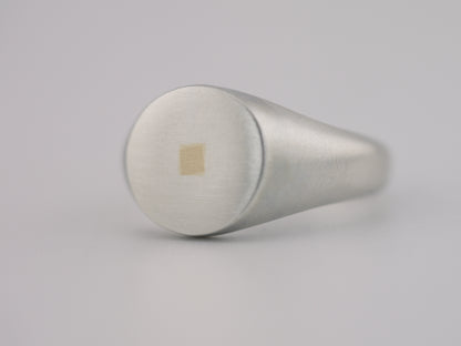 UNITY SQUARE Signet Ring - Sterling Silver & 9k Yellow Gold