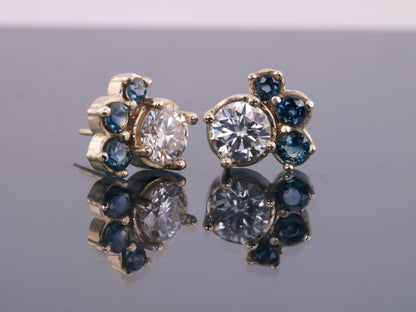 Bespoke 2ctw Moissanite and Sapphire Earrings