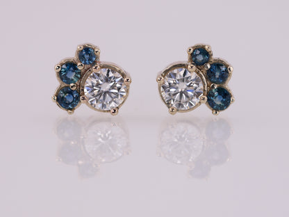 Bespoke 2ctw Moissanite and Sapphire Earrings