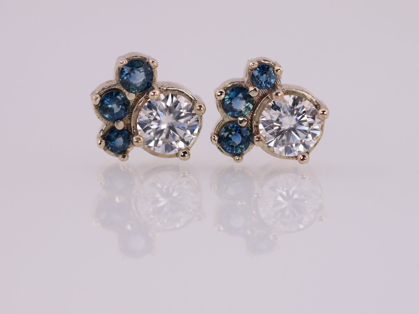 Bespoke 2ctw Moissanite and Sapphire Earrings