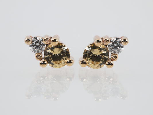 PEGASUS Ceylon Yellow Sapphire and Moissanite Stud Earrings