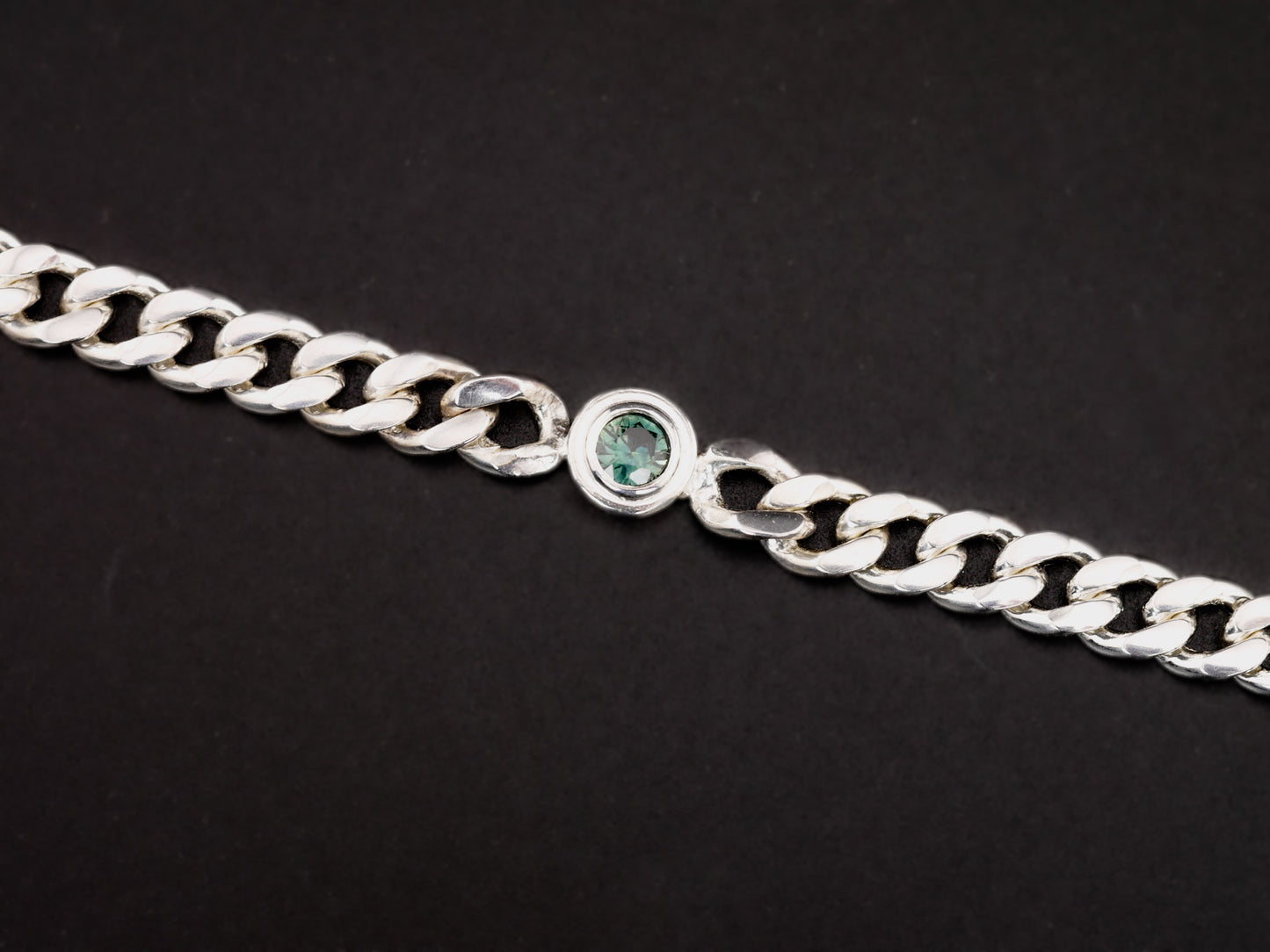 TIRESIAS Cuban Bracelet with Teal Sapphire