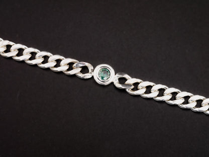 TIRESIAS Cuban Bracelet with Teal Sapphire