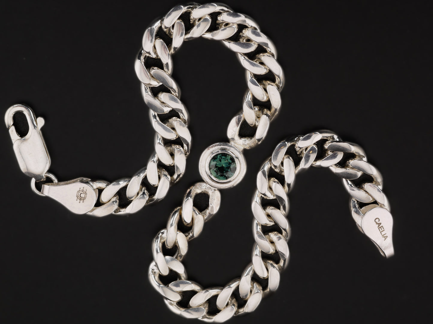 TIRESIAS Cuban Bracelet with Teal Sapphire