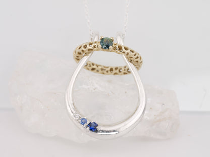 MEDEA III Ring Holder Necklace - Sapphires and Natural Diamond