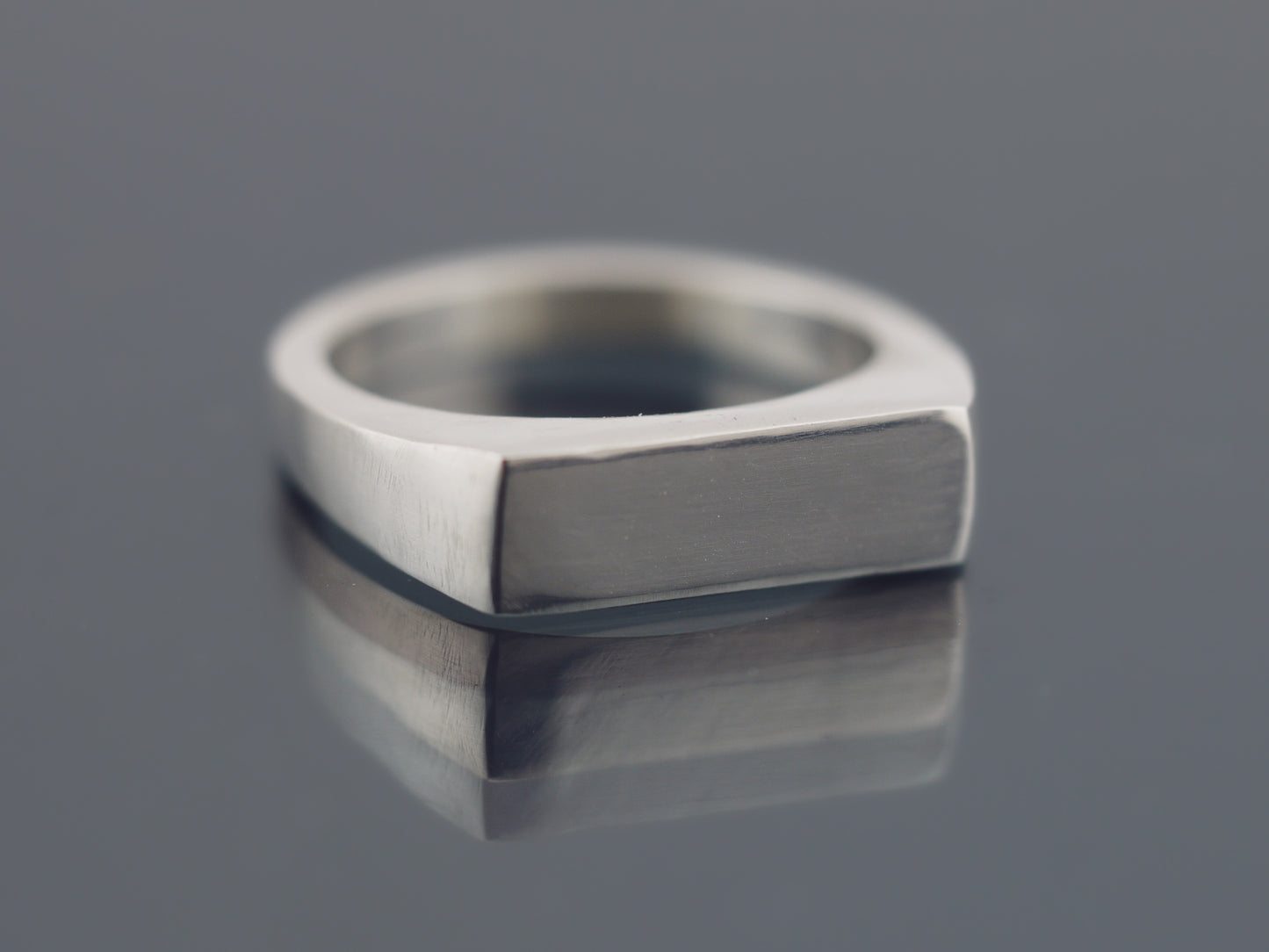 Narrow Signet Ring - Sterling Silver or 9k Gold