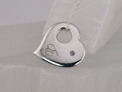 Personalised Engraved Puffy Heart Pendant Necklace