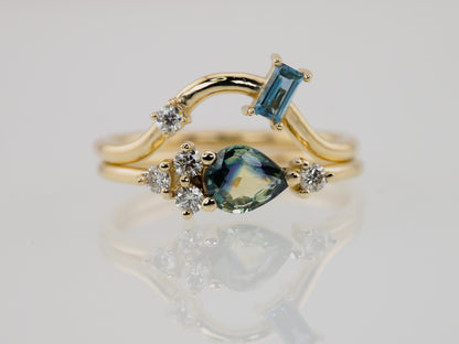 NEPHELAI Contour Ring - Moissanite & London Blue Topaz