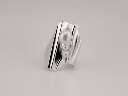 DRAPED Statement Ring with Pearls - Sterling Silver