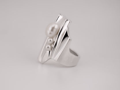 DRAPED Statement Ring with Pearls - Sterling Silver