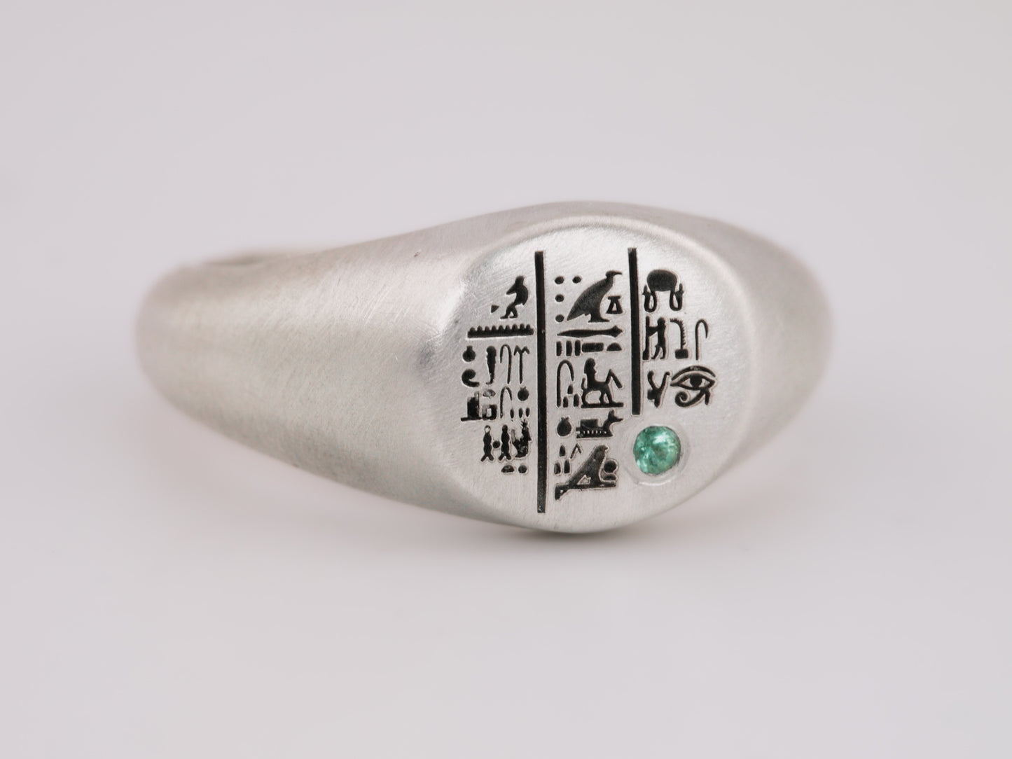 SETI Signet Ring with Emerald - Sterling Silver