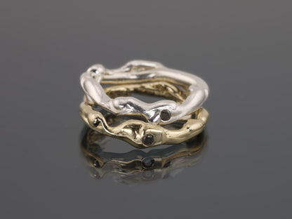 MOLTEN Ring with Salt & Pepper Diamond - Sterling Silver