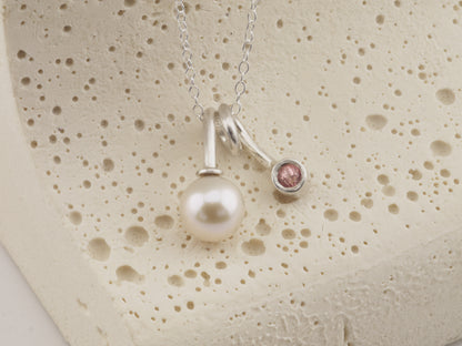 DROPS OF JUPITER Necklace - Freshwater Pearl & Pink Tourmaline