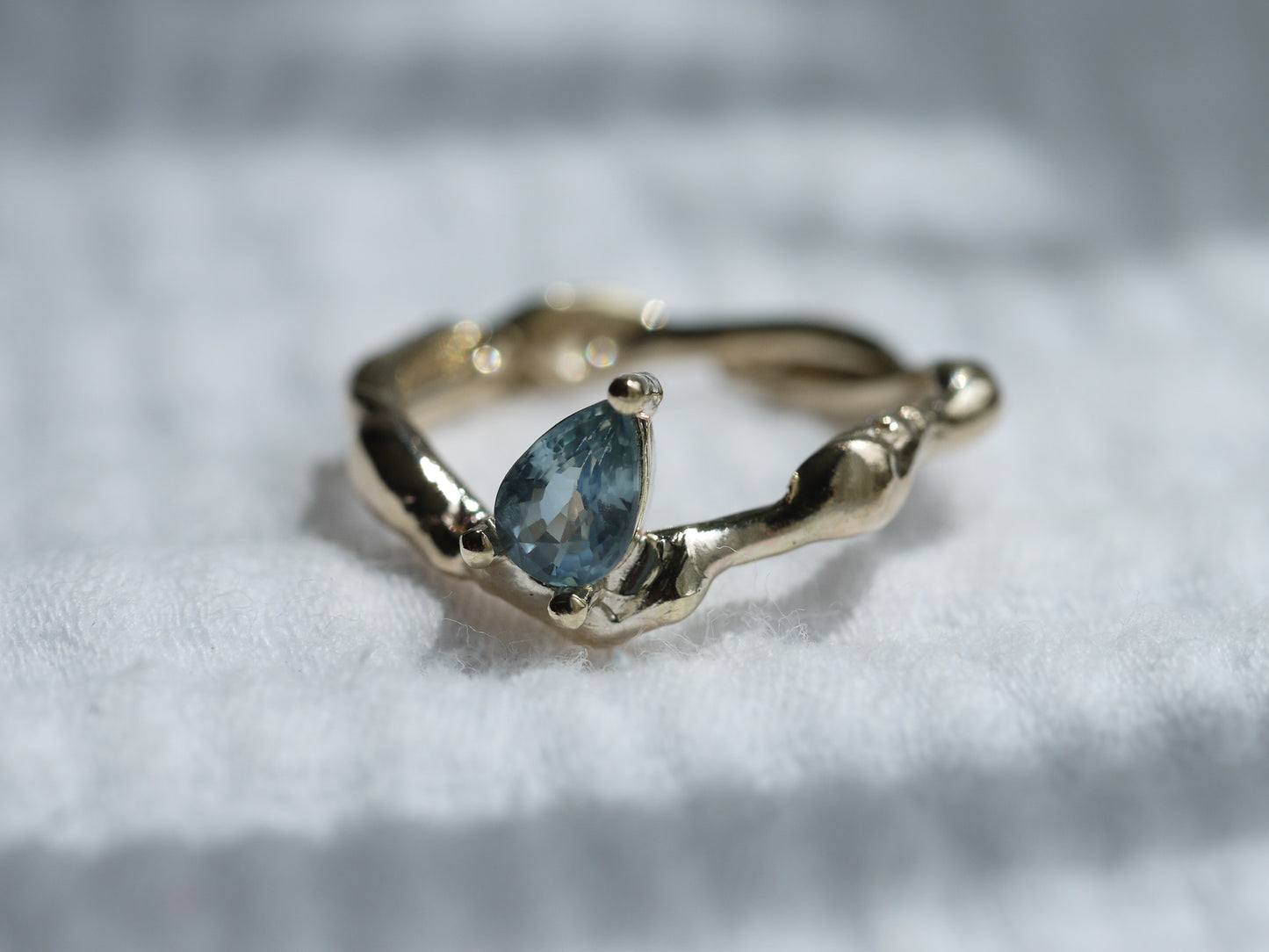 MOLTEN Ring with Pear Cut Sapphire 1.0ct -OOAK