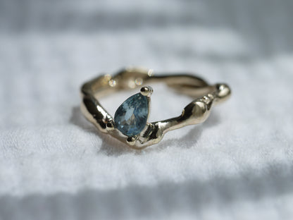 MOLTEN Ring with Pear Cut Sapphire 1.0ct -OOAK