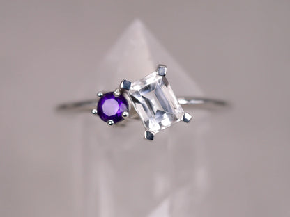 ESME Ring - White Topaz and Purple Amethyst