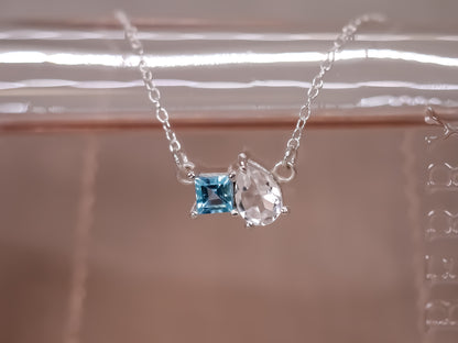 TOI ET MOI Necklace - Swiss Alps - Swiss Blue and White Topaz