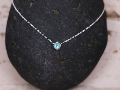 MINIMALIST MINI SOLITAIRE BEZEL Sliding Necklace