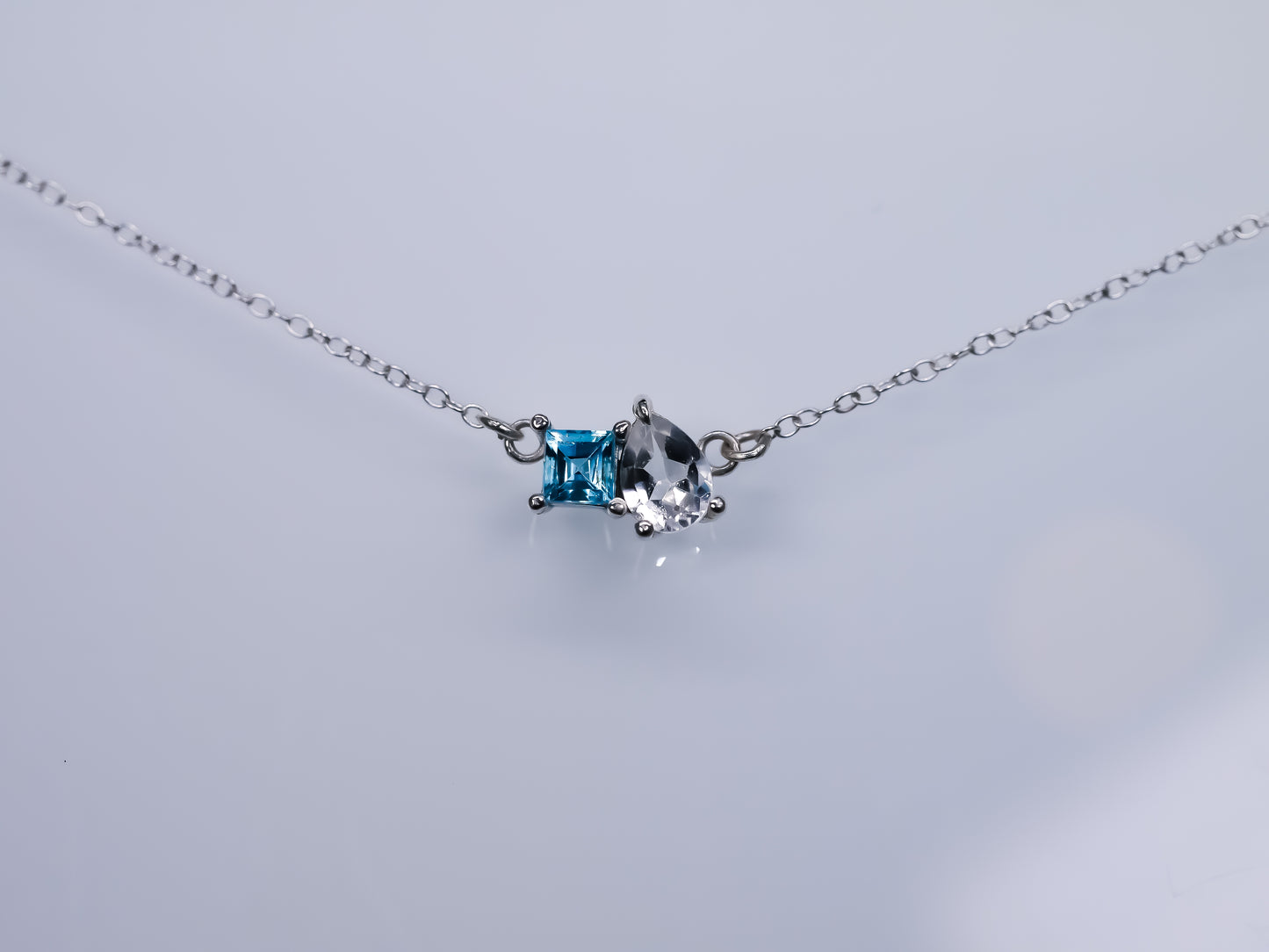 TOI ET MOI Necklace - Swiss Alps - Swiss Blue and White Topaz