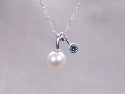 DROPS OF JUPITER Necklace - Freshwater Pearl & Teal Sapphire