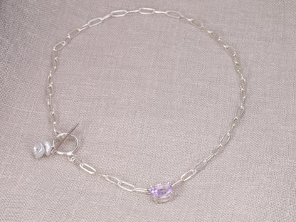 AMETHYSTOS Toggle Choker Necklace with Keshi Pearls