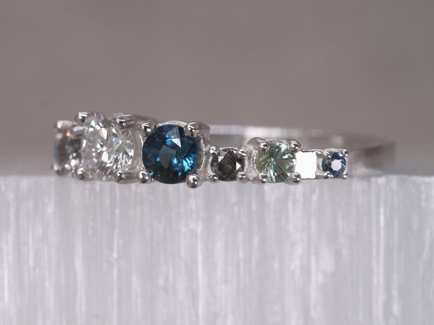 CETO Scattered Band - Sapphire and Salt & Pepper Diamonds