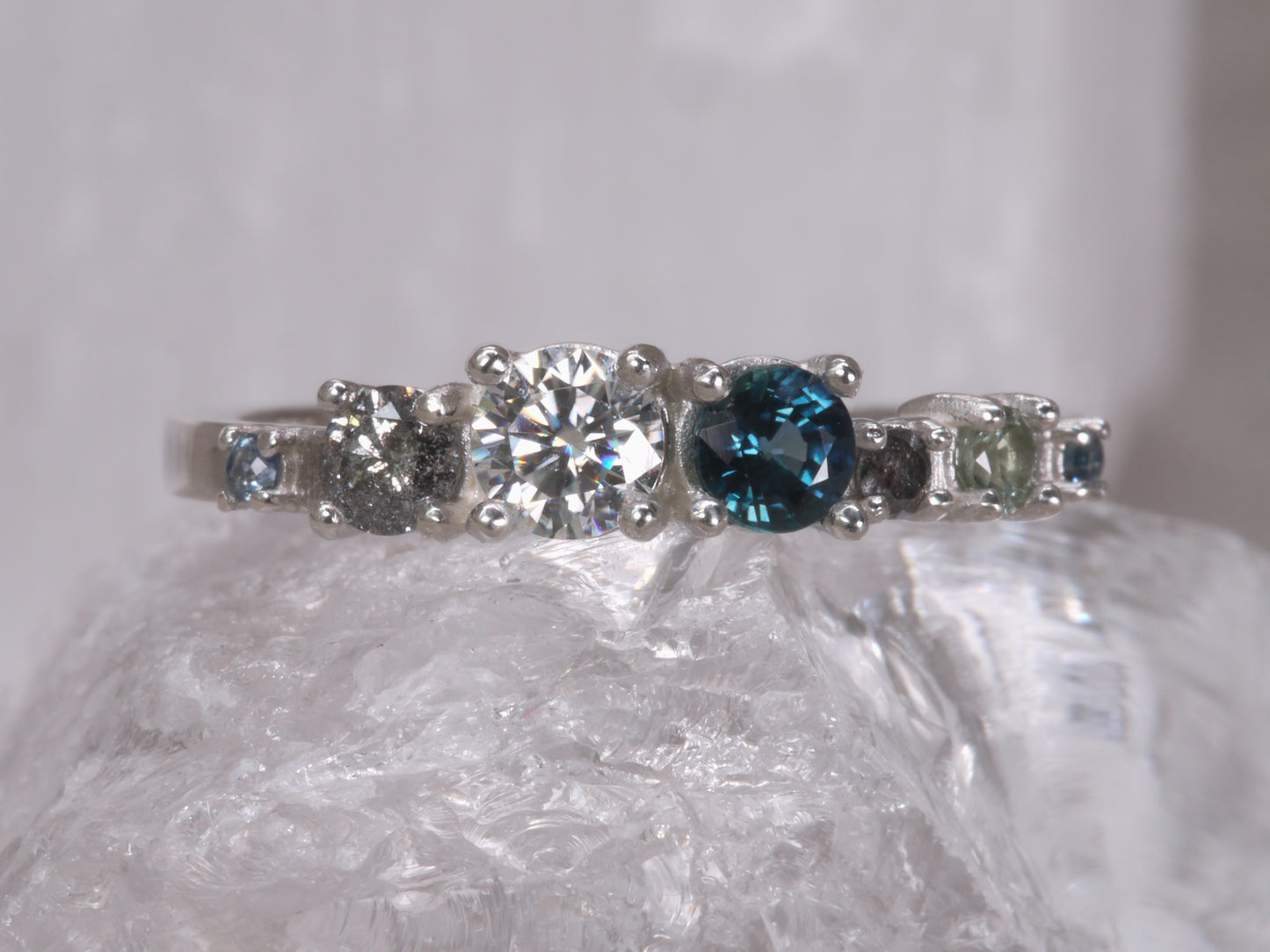 CETO Scattered Band - Sapphire and Salt & Pepper Diamonds