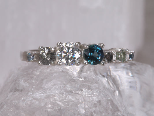 CETO Scattered Band - Sapphire and Salt & Pepper Diamonds