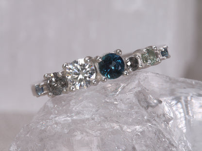 CETO Scattered Band - Sapphire and Salt & Pepper Diamonds