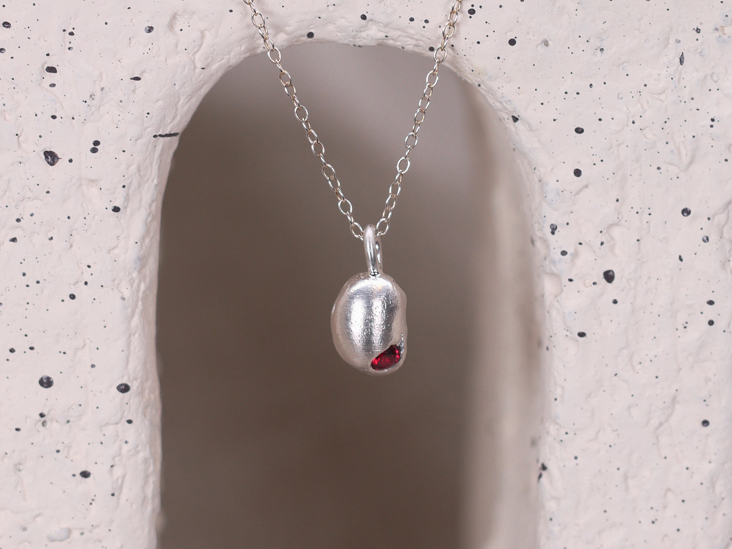 RED BEAN Pendant Necklace - OOAK