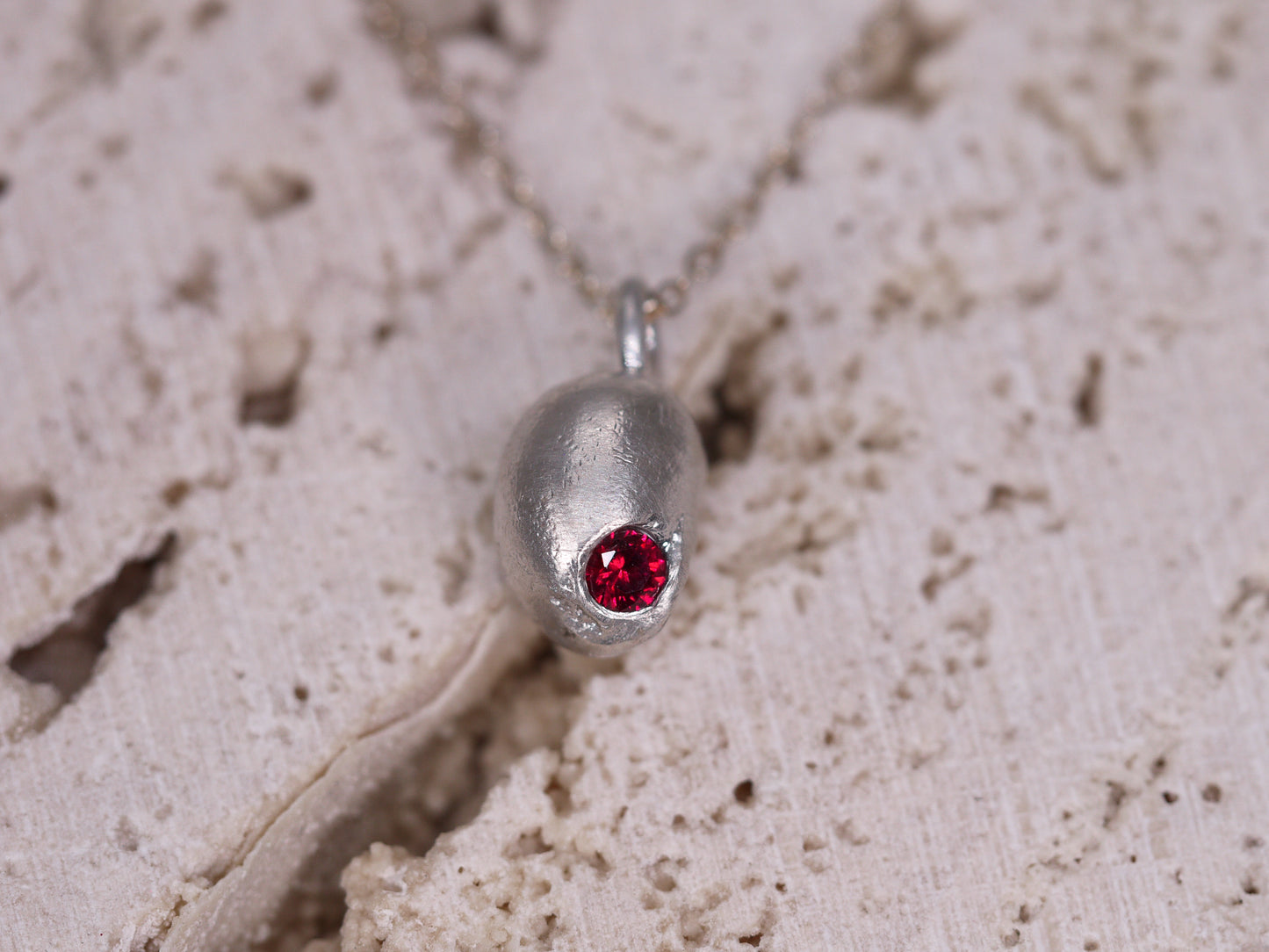 RED BEAN Pendant Necklace - OOAK