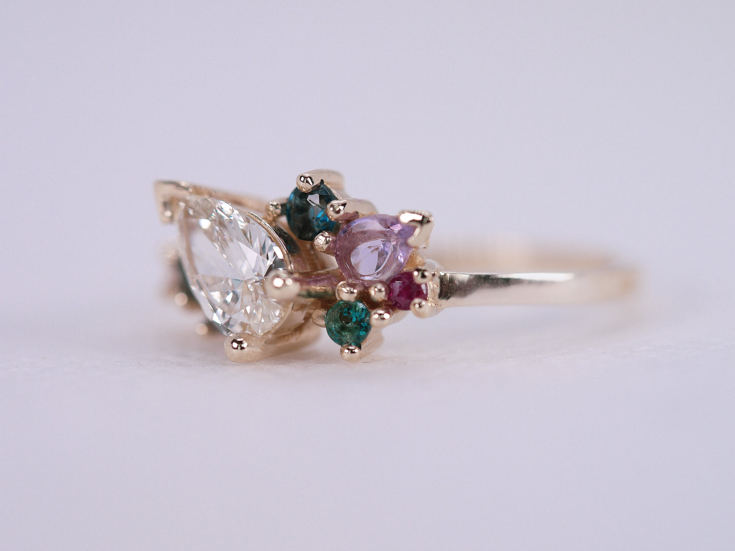 Pear Cluster Engagement Ring