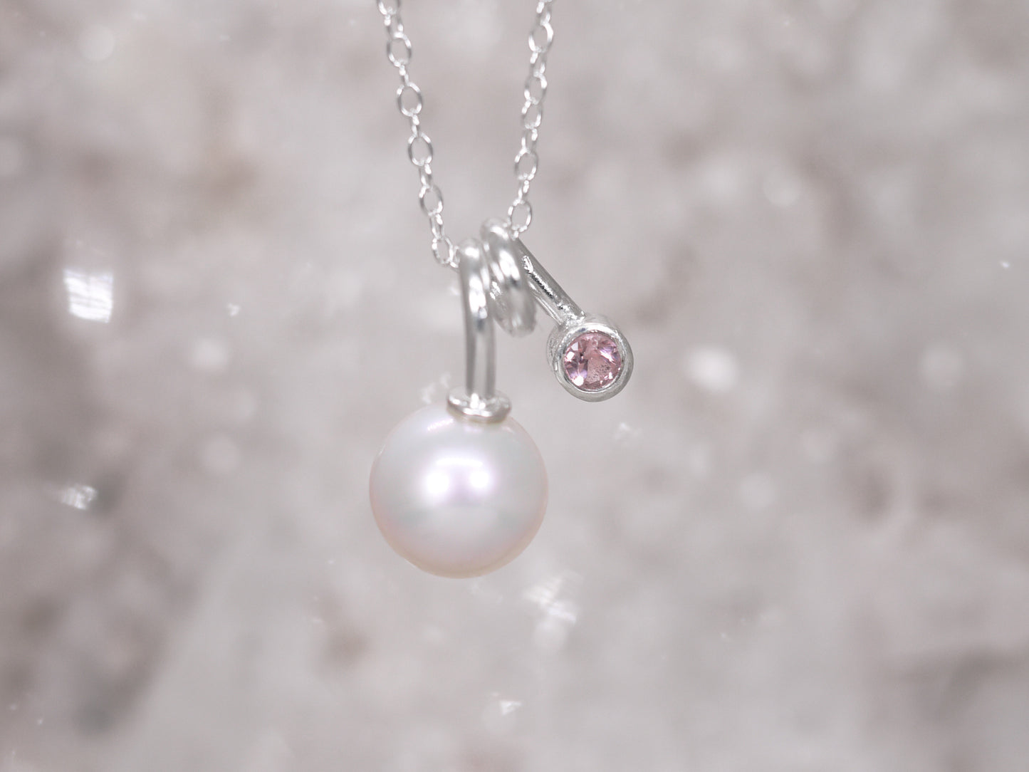 DROPS OF JUPITER Necklace - Freshwater Pearl & Pink Tourmaline
