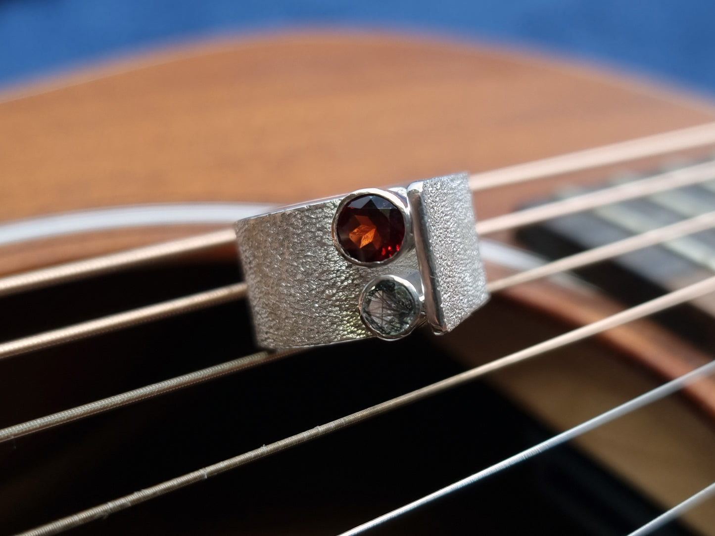 HARRISON Ring - Garnet & Black Rutile Quartz