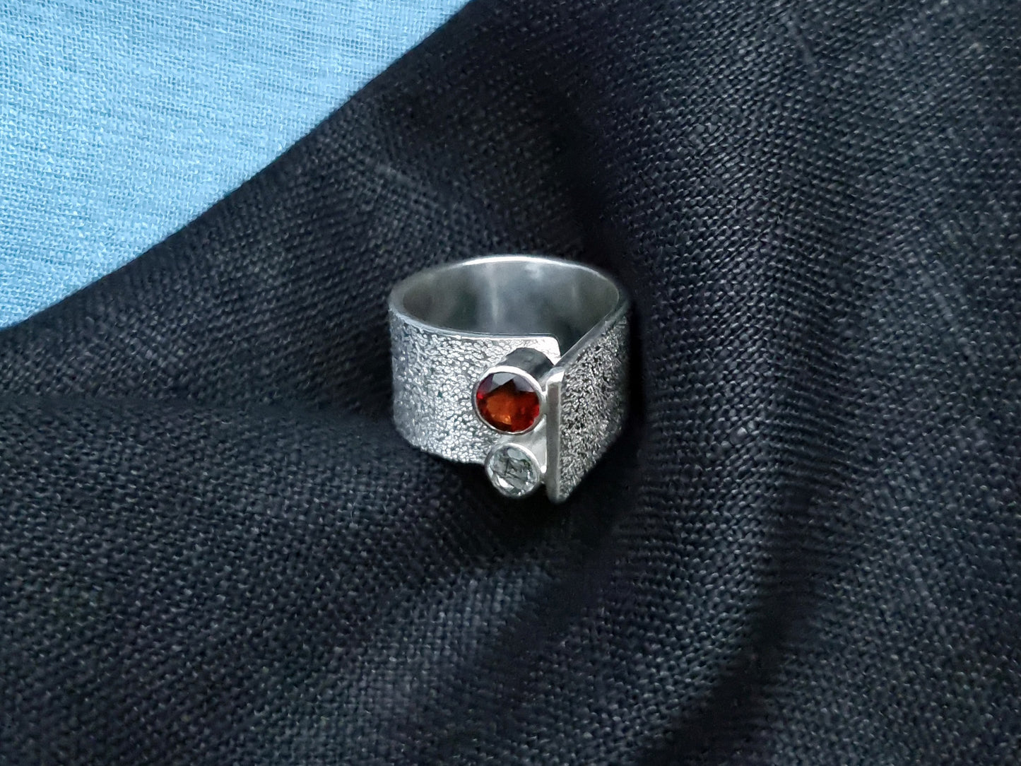 HARRISON Ring - Garnet & Black Rutile Quartz