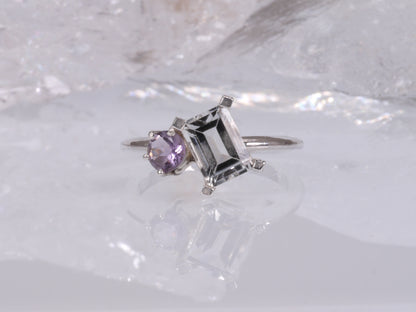 ESME Ring - White Topaz and Pink Amethyst