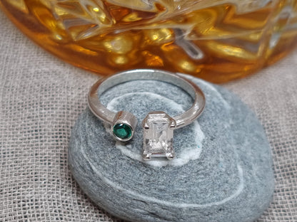 ECHO Ring - White Topaz and Emerald